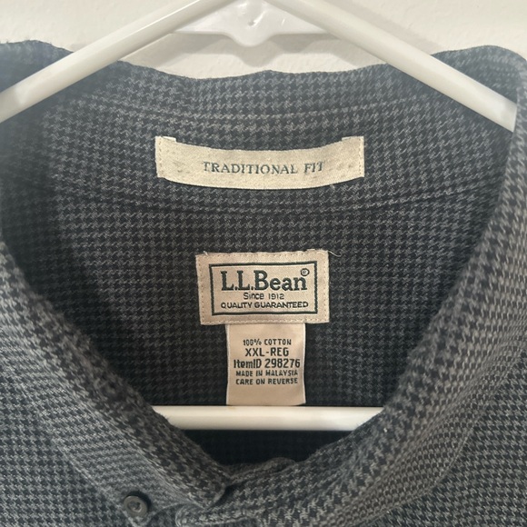L.L. Bean Houndstooth Flannel Button down Shirt - Picture 2 of 5